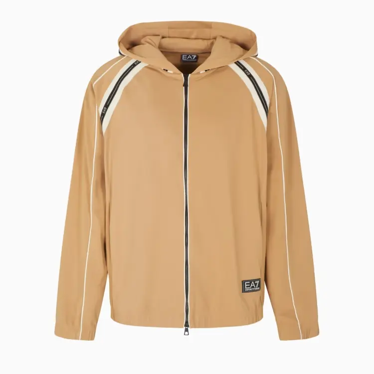 7M000958 AF17160 - COLLEZIONE EA7 EMPORIO ARMANI UOMO TRAIN LOGO SERIES - TAPE JACKET CAMMELLO E FELPA FULL ZIP MARRONE