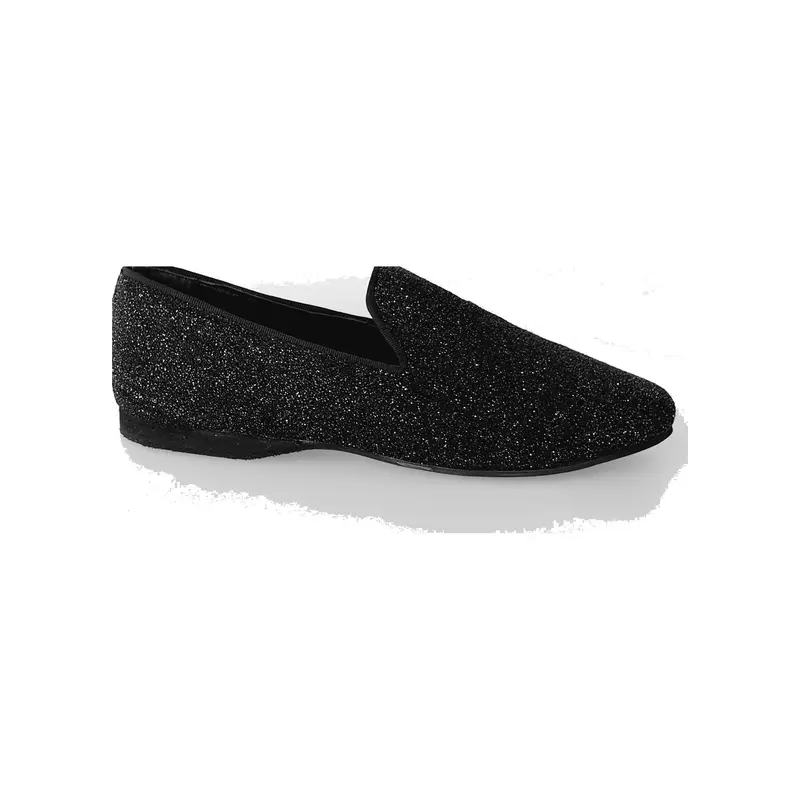 800 HW - Mocassino da Ballo Salsa Uomo in Jannot Nero Brillantinato Argento