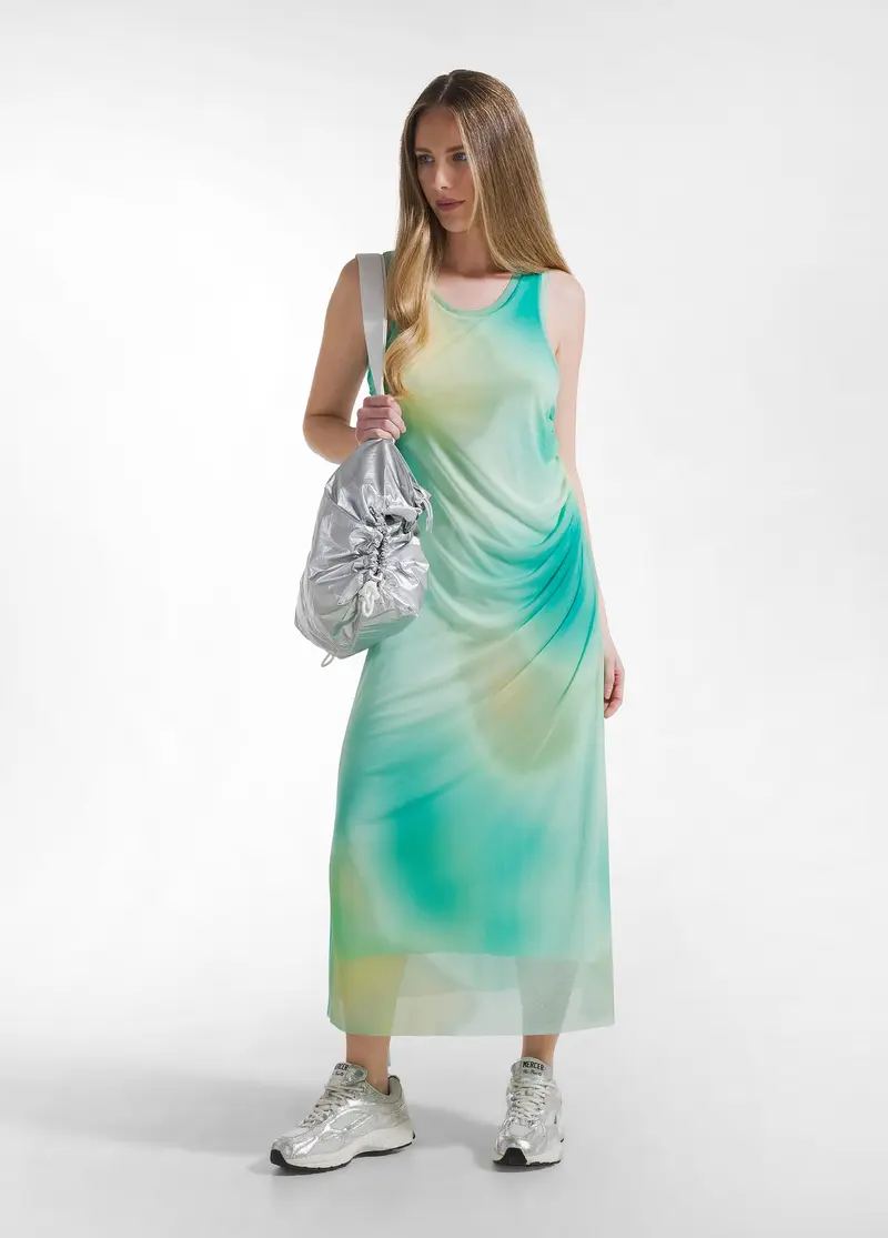 ABITO LUNGO IN TULLE ALLOVER BLU