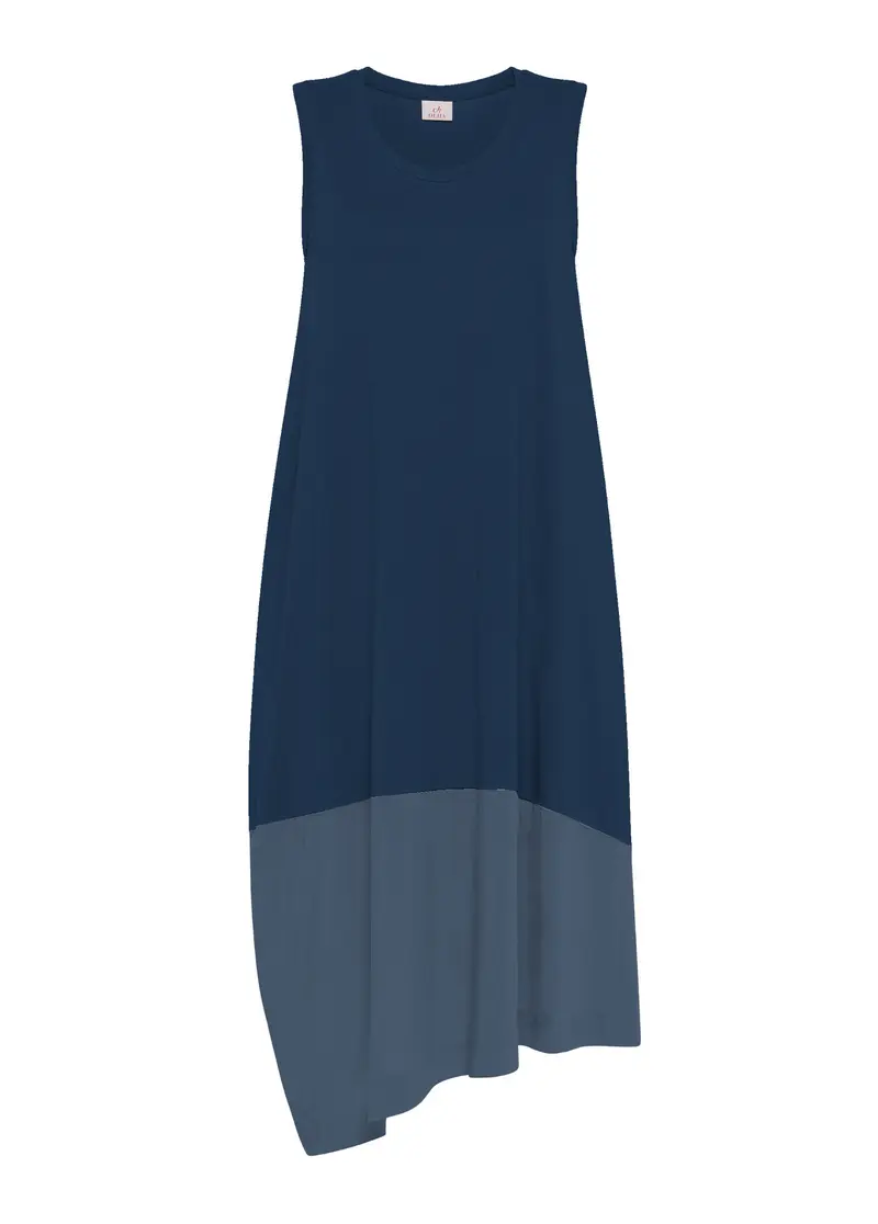 ABITO SMANICATO MUSSOLA DI COTONE BLU