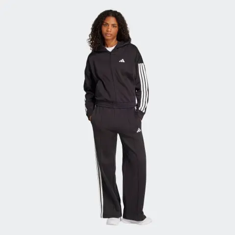 ADIDAS TUTA ADIDAS FELPA ZIP E CAPPUCCIO + PANTALONE A ZAMPA CON LOGO DONNA JF3388