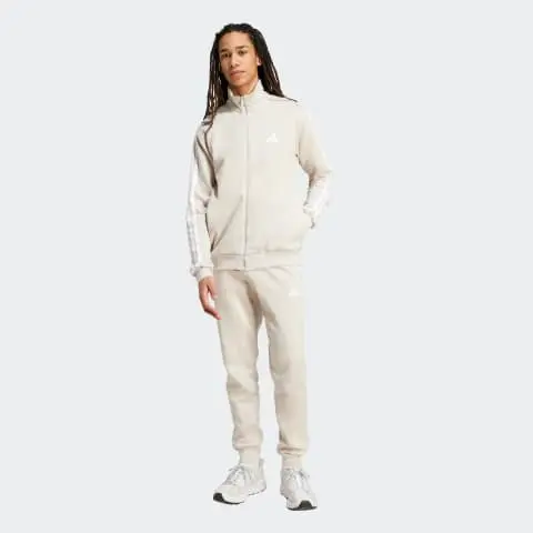 ADIDAS TUTA COMPLETA FELPA ZIP + PANTALONE 3 STRISCE CON LOGO UOMO JX5547