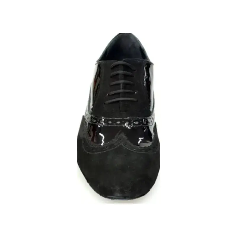 ADONE (MS14) - Stringata Oxford Brogue da Ballo Salsa Uomo in Camoscio e Vernice Nera | Artigianale