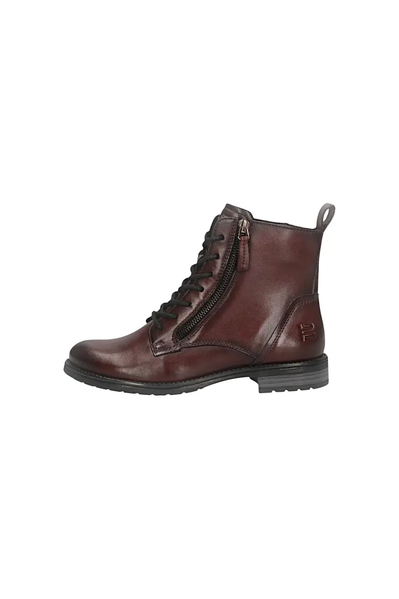 Anfibi stringati bordeaux in pelle con zip e rivestimento caldo Bagatt D11AFS3K4100