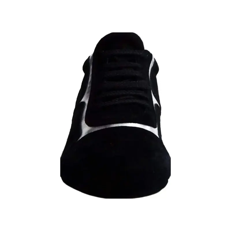 Antony 115 Sneaker - Scarpa da Ballo Salsa Uomo in Camoscio Nero con Inserti in Pelle Argento