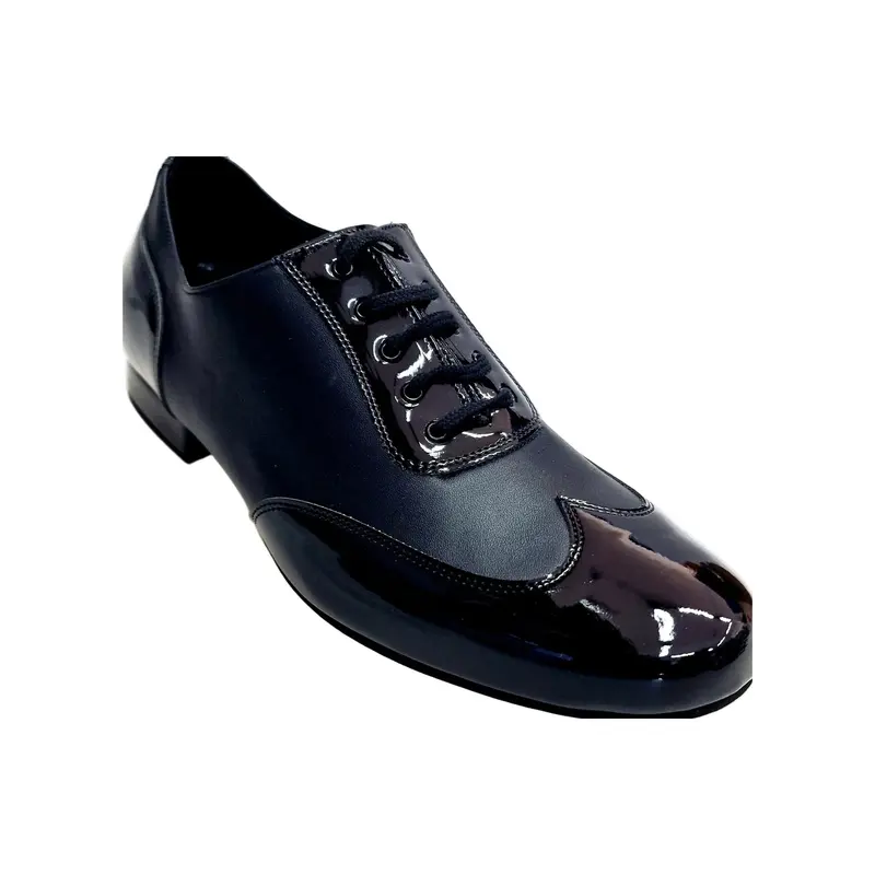 ARTHUR (870 LD Fo/Nu) - Scarpa da Ballo Salsa uomo Stringata a Coda di Rondine mod. Oxford in Vernice Nera e Pelle Nera