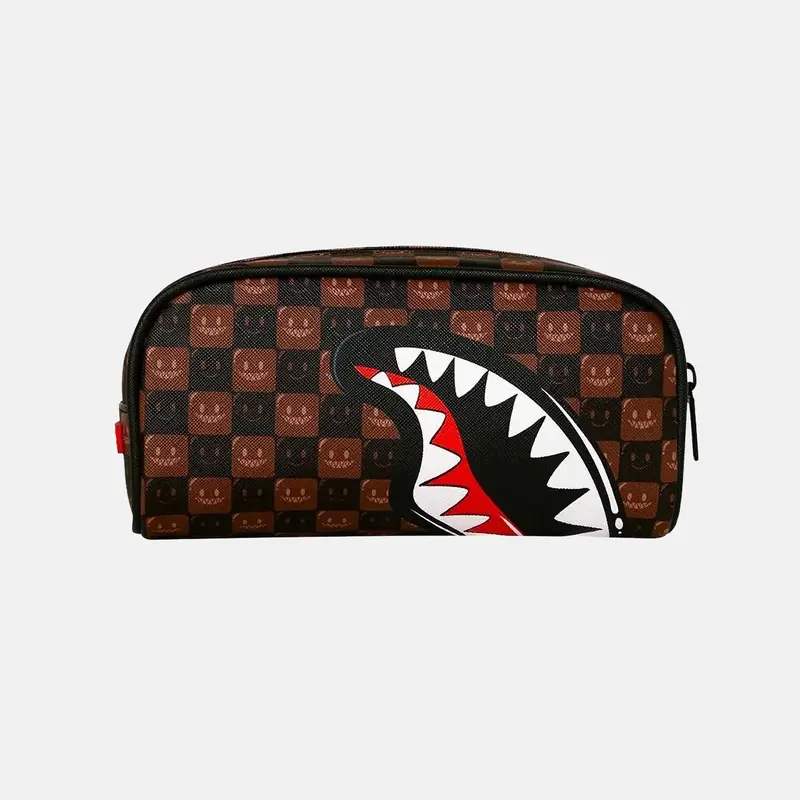 ASTUCCIO POCHETTE UNISEX SPRAYGROUND SHARKS IN PARIS WTF BUBBLE BROWN CHECK