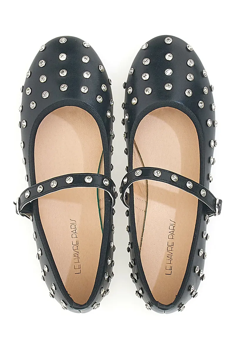 Ballerine Nere con Borchie e Cinturino LE HAVRE PARIS PL25801