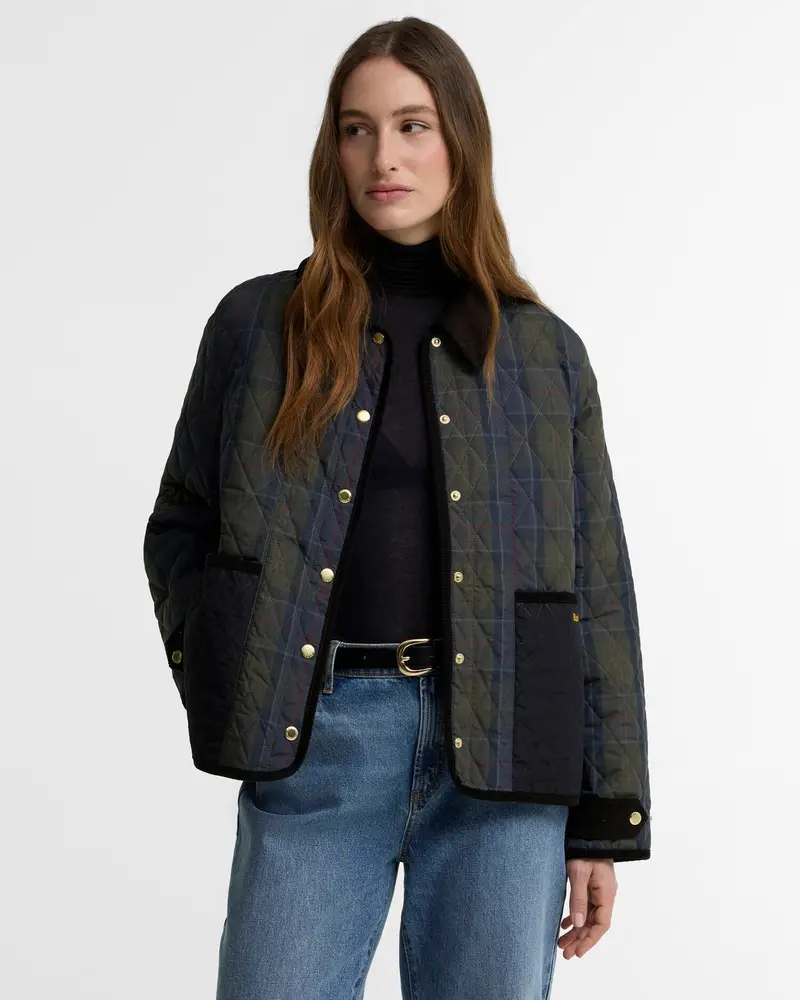 BARBOUR AINSDALE CHECKED GIACCA TRAPUNTATA DONNA LQU1932 TN11