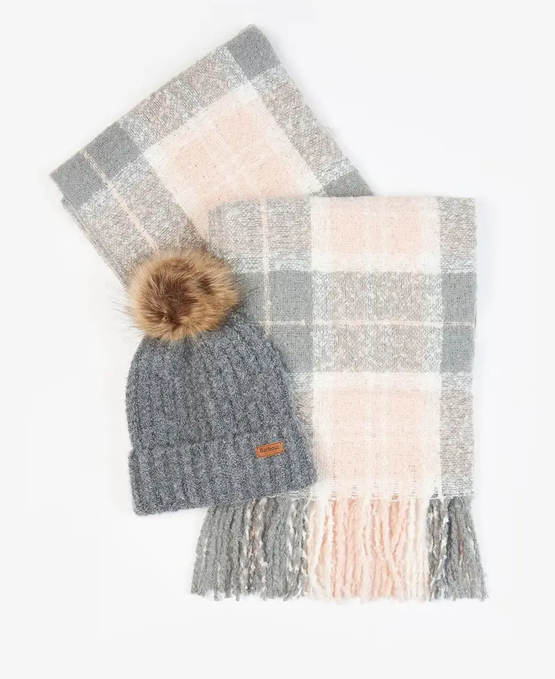 BARBOUR SALTBURN BEANIE & TARTAN SCARF LGS0077