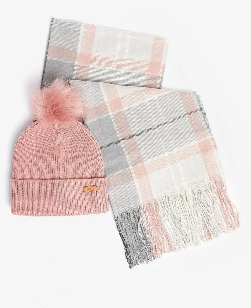 BARBOUR W DOVER BEANIE & HAILES SCARF LGS0054 GY11