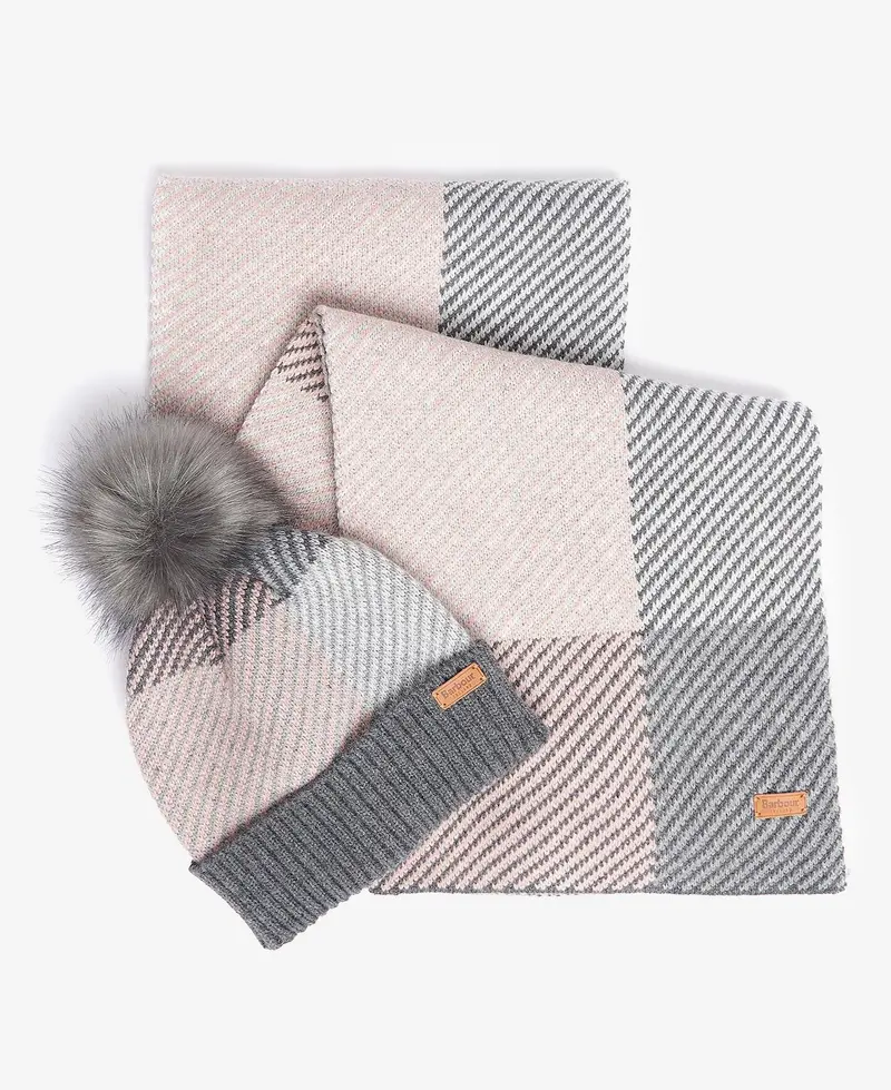 BARBOUR W NYLA BEANIE & SCARF LGS0088 GY11