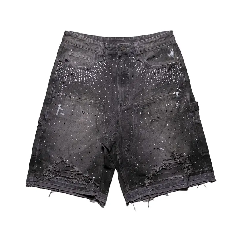 BERMUDA DENIM UOMO PAPER MONEY CRYSTALIZED SHORT GRIGI