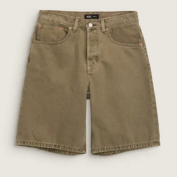 BERMUDA DENIM UOMO VANS CHECK-5 BAGGY JEANS SHORTS MARRONE OLIVA
