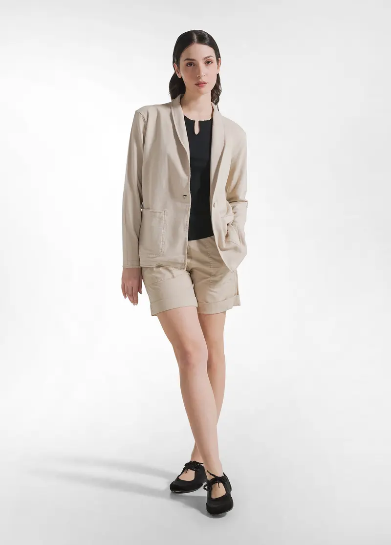 BERMUDA IN POPELINE CON COULISSE BEIGE