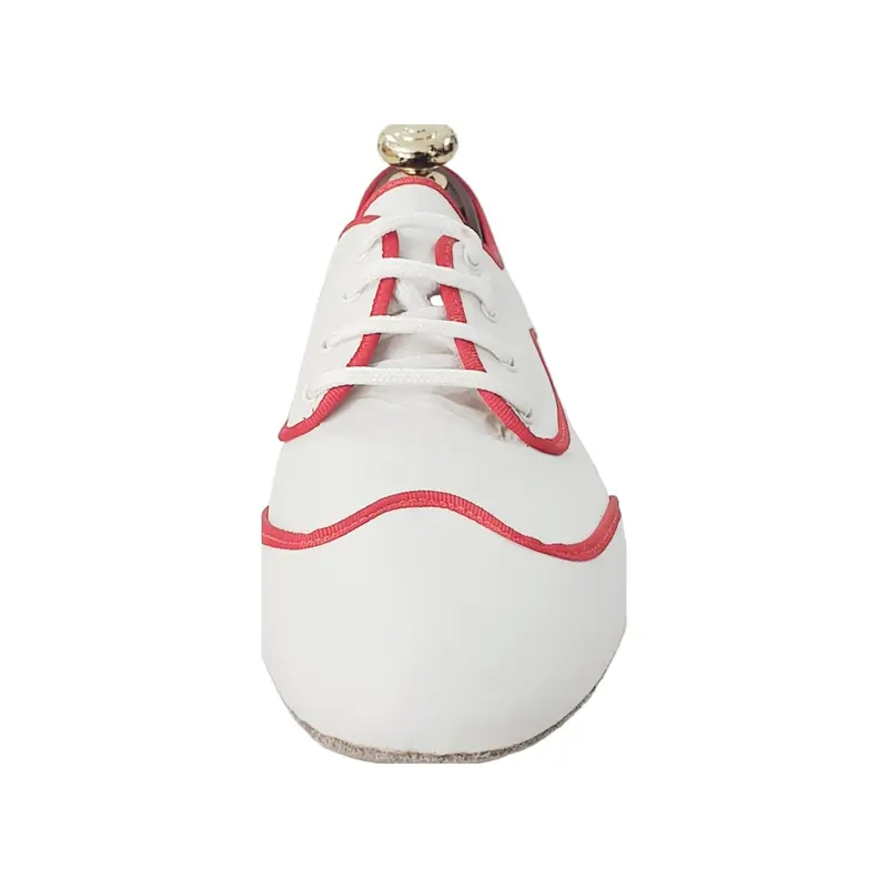 Billie Caribe - Scarpa Jazz Plus in Pelle Bianca Profilo Rosso