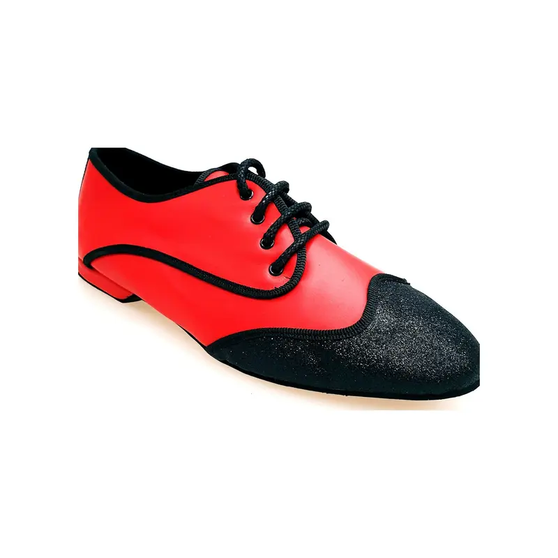 Billie Red Devil - Scarpa Jazz Plus Punta Glitter Nero restante Pelle Rossa profili cro nero - Kizomba