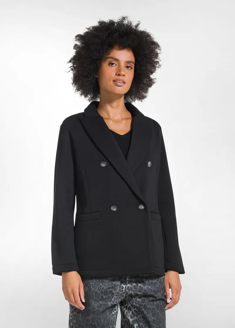 BLAZER 4 BOTTONI IN FELPA DI COTONE NERO