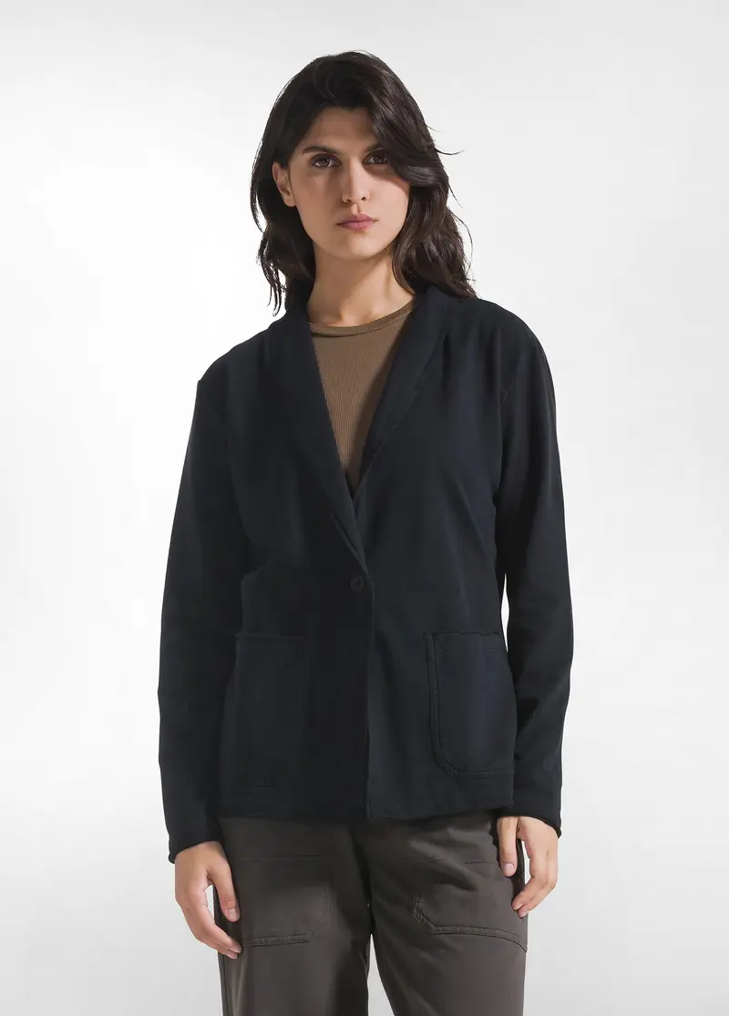 BLAZER IN COTONE STRETCH NERO