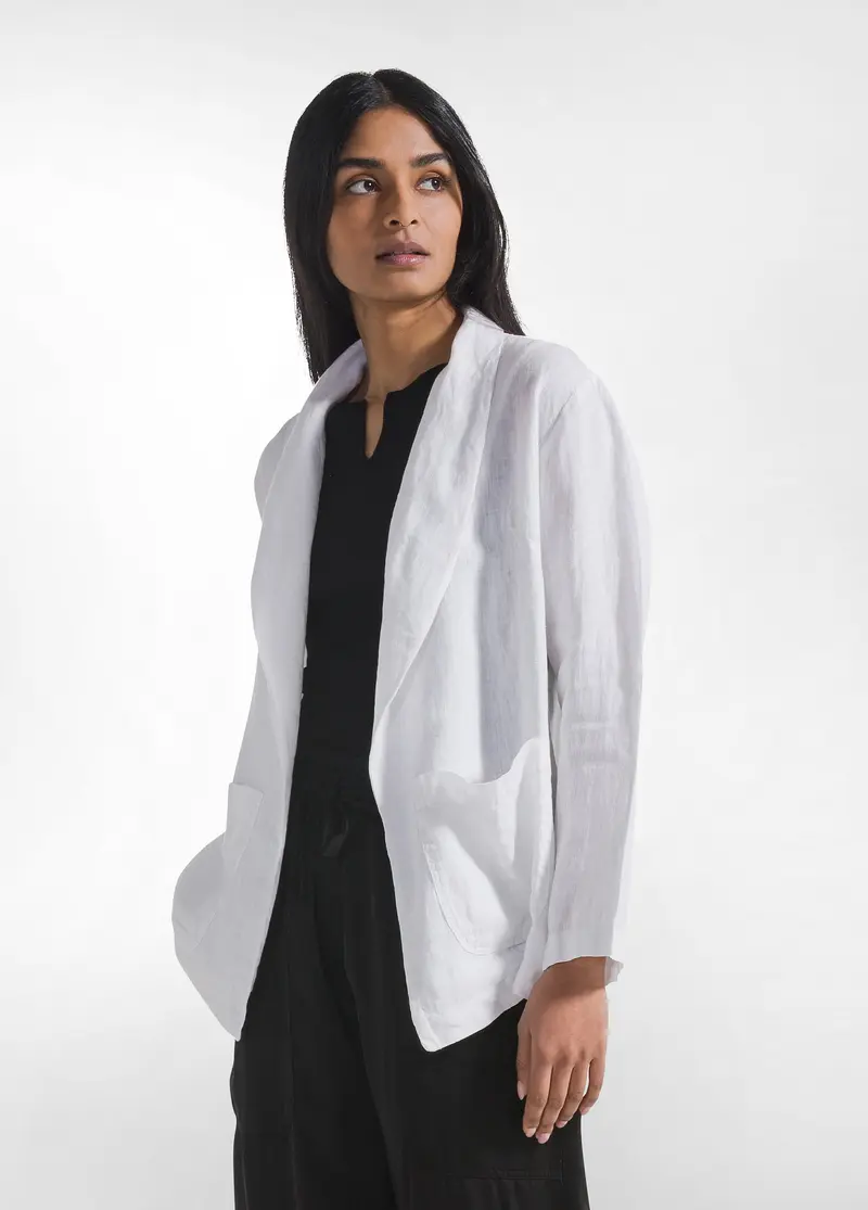 BLAZER IN LINO EFFETTO SFUMATO BIANCO