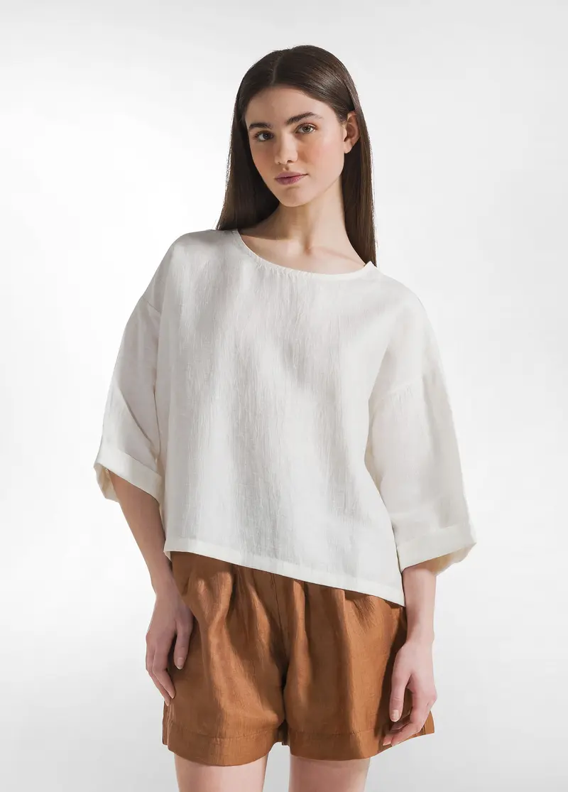 BLUSA IN LINO LUCIDO BIANCO