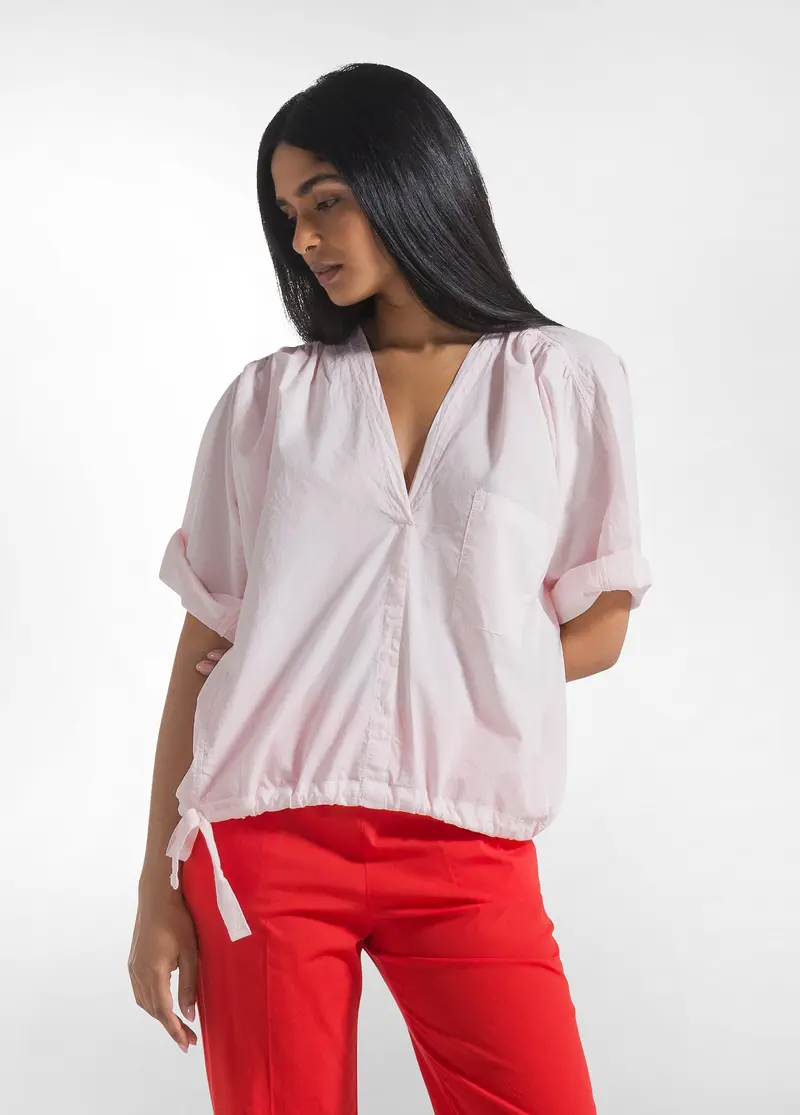 BLUSA IN MUSSOLA DI COTONE LEGGERA ROSA