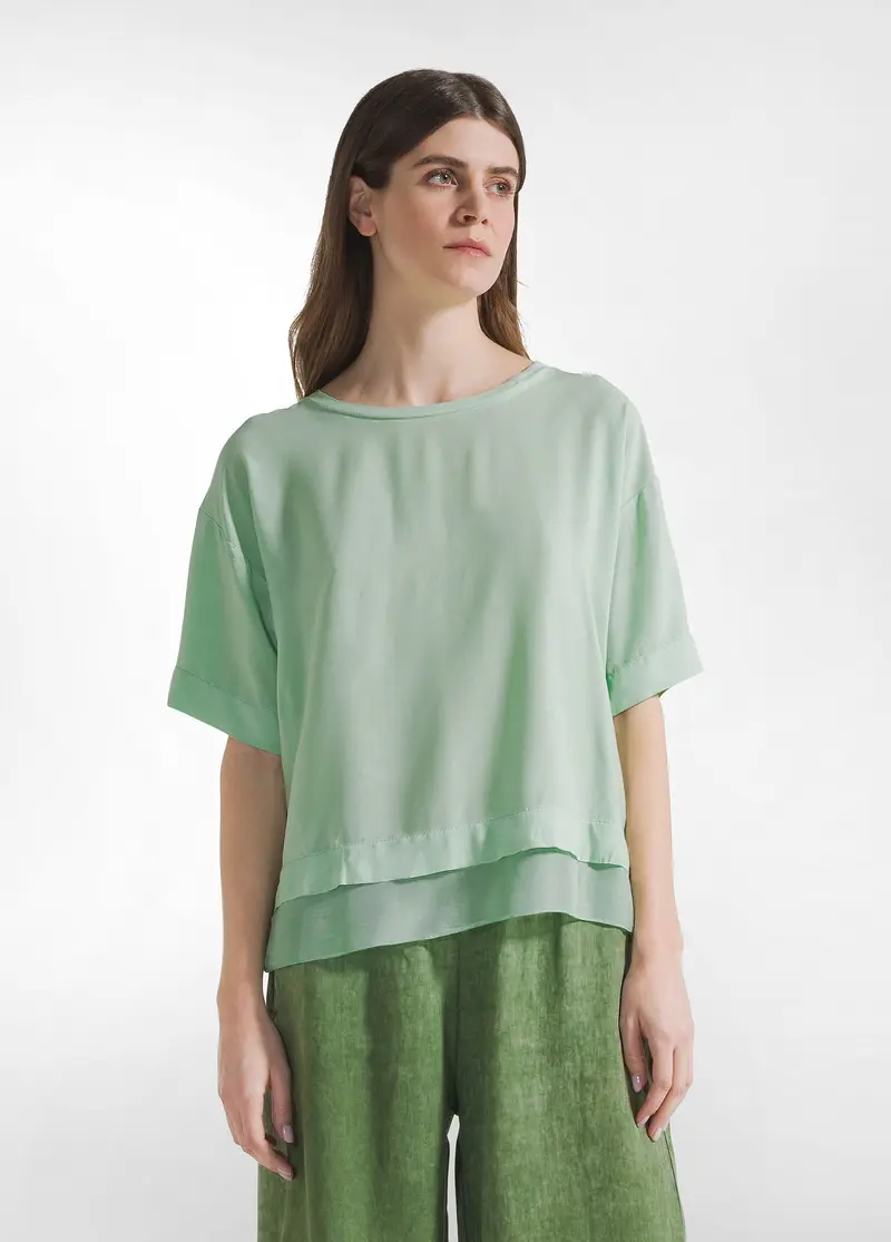 BLUSA IN MUSSOLA DI VISCOSA VERDE