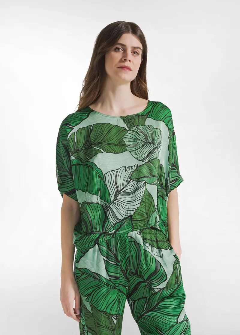BLUSA IN RASO STAMPATO VERDE