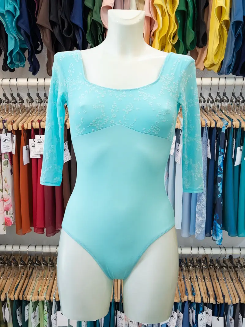 Body a Manica a 3/4 Celeste MP798
