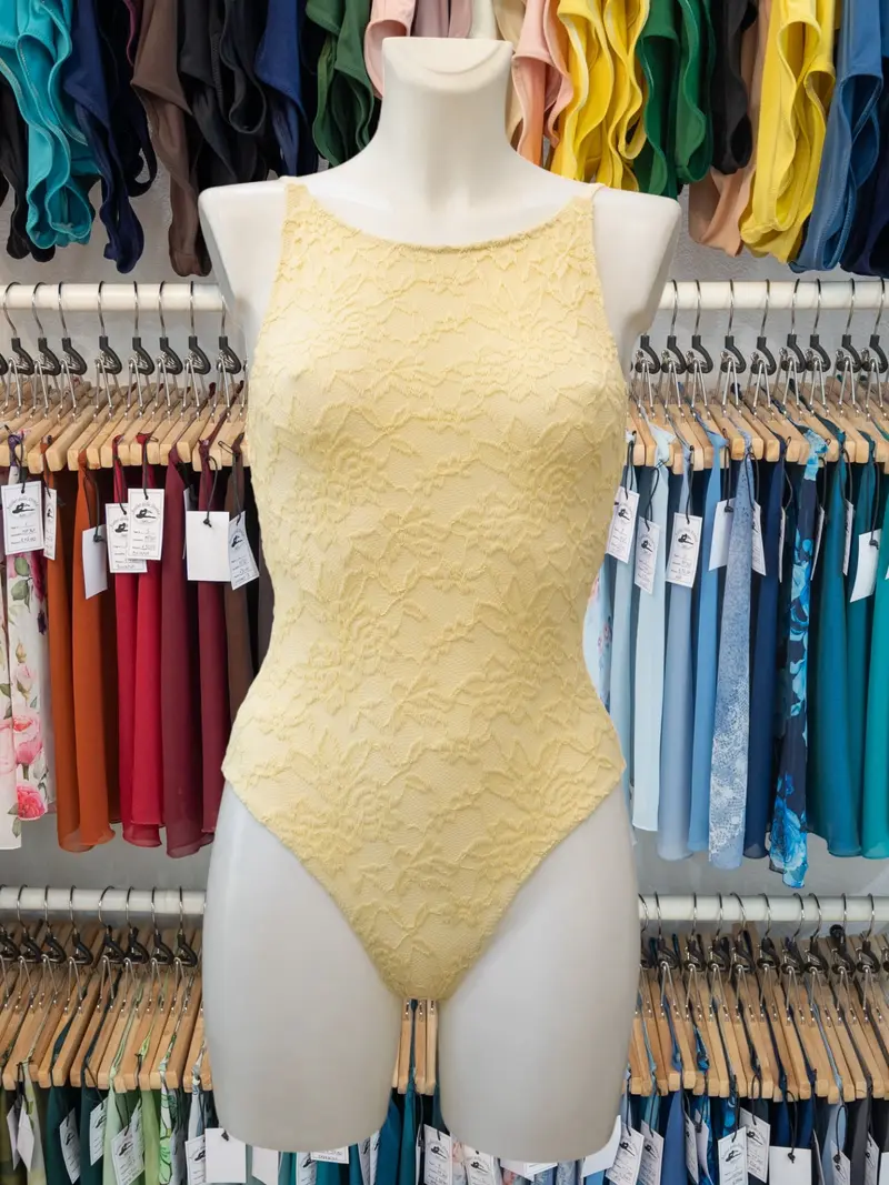 Body con Spalline Sottili Giallo Paglierino MP698