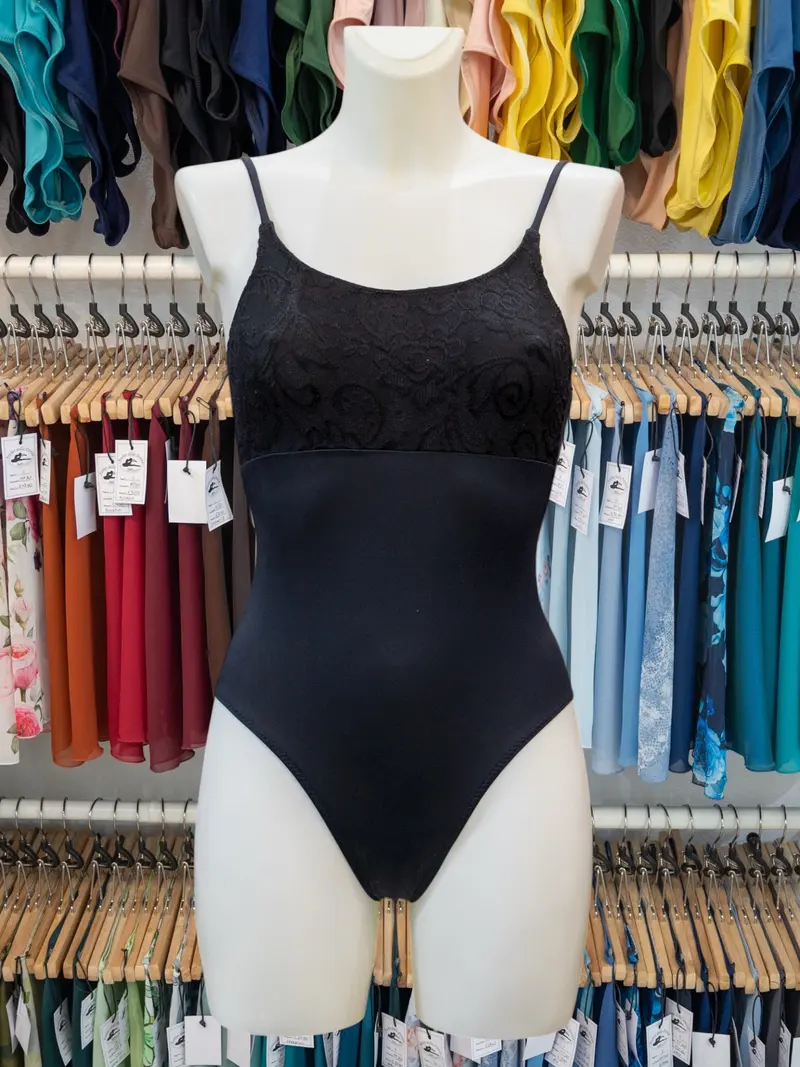 Body con Spalline Sottili Nero MP640