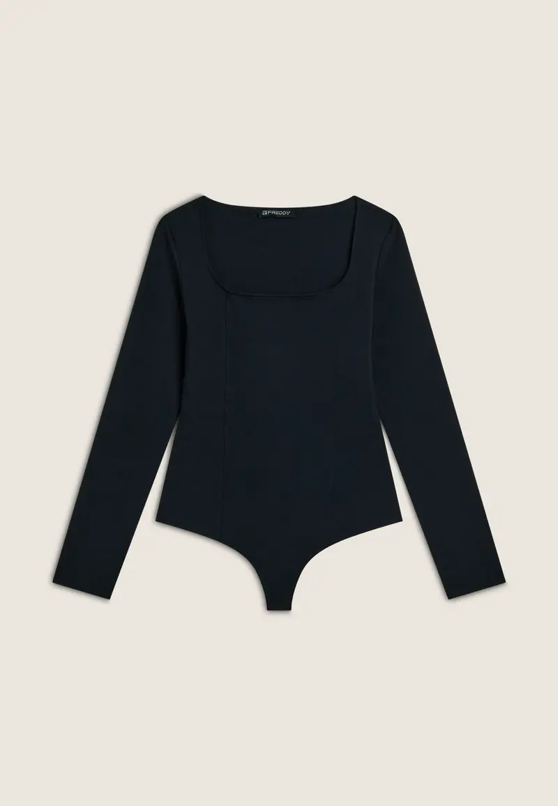 Body scollo quadrato in jersey di cotone organico