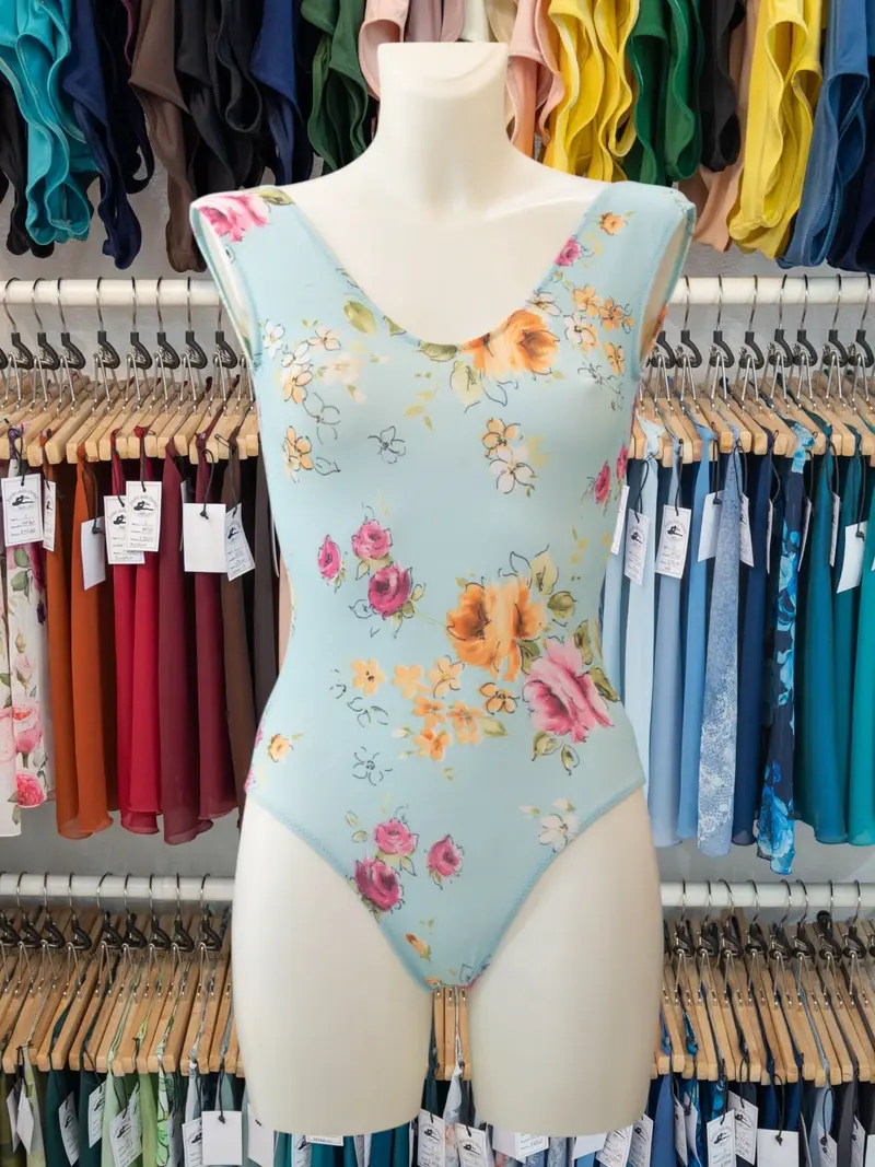 Body Smanicato Celeste a Fiori MP188