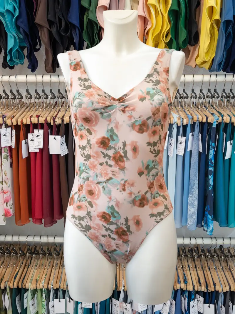 Body Smanicato Marrone a Fiori MP146