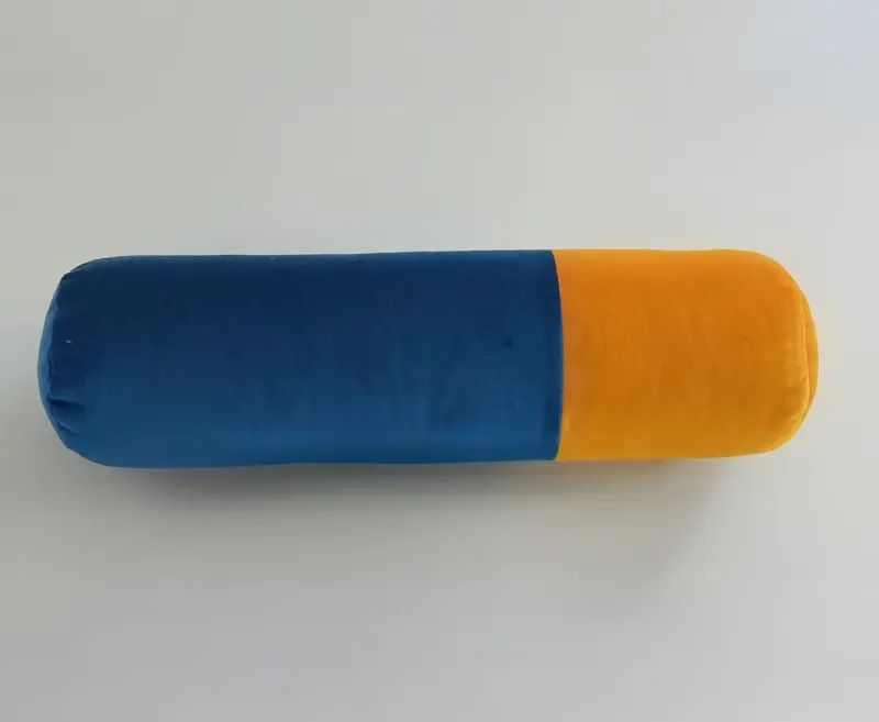 Bolster - cuscino da meditazione in velluto Blu e Giallo