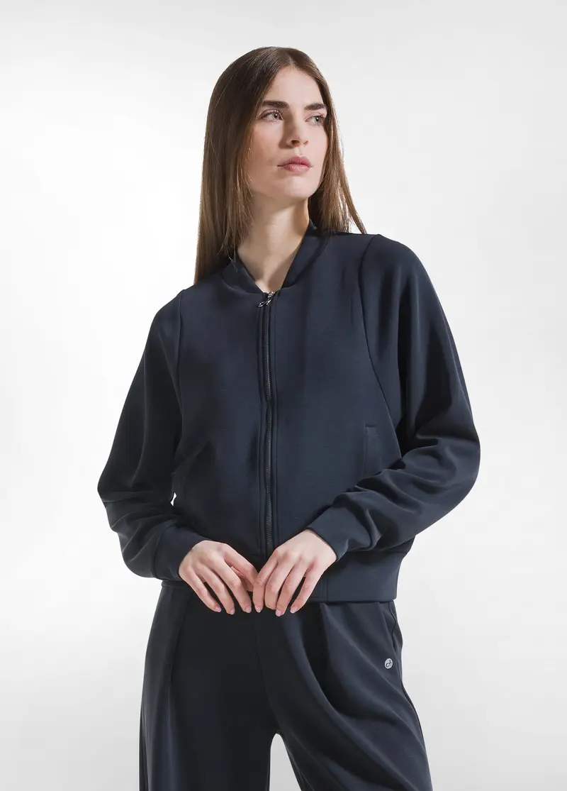 BOMBER FULL ZIP IN MODAL SOFT TOUCH NERO