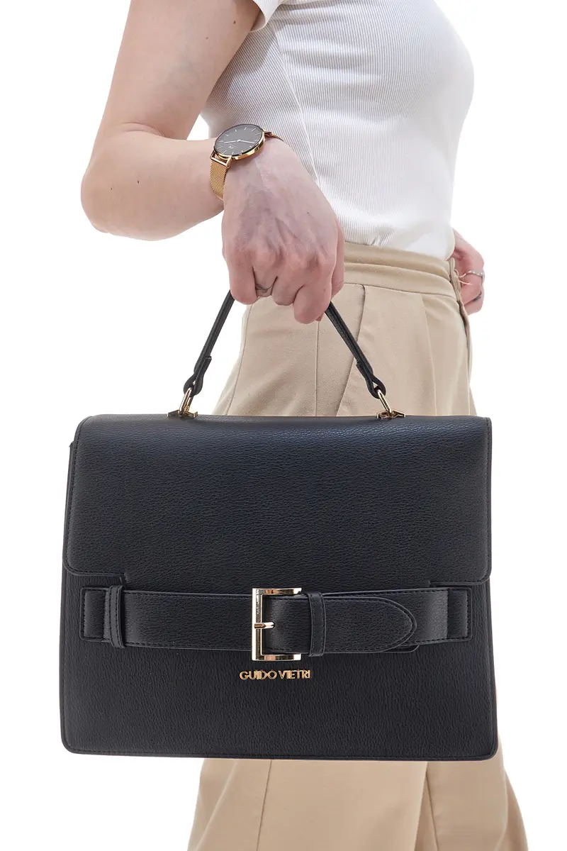 Borsa a Mano Nera Con Tracolla Rimovibile Guido Vietri TRIK30,363,B029