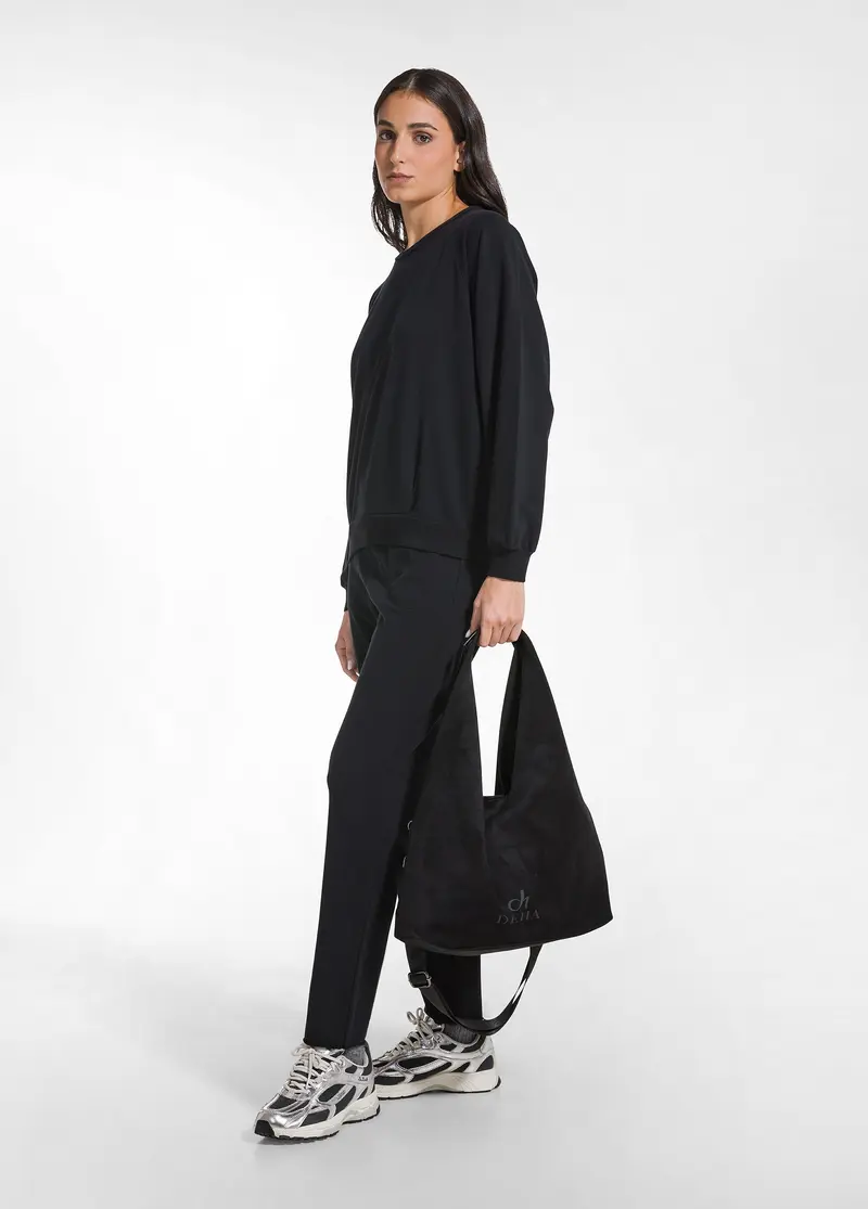 BORSA A SPALLA IN SUEDE NERO