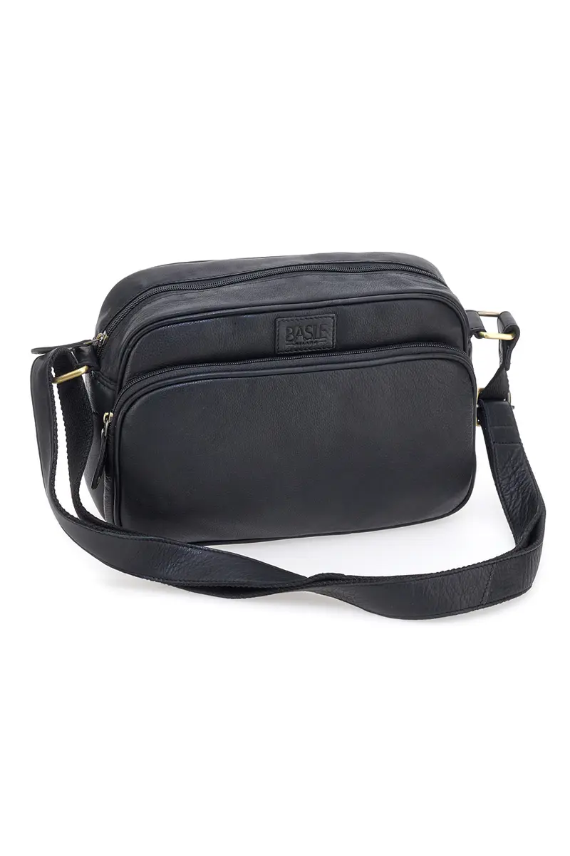 Borsa a tracolla nera in vera pelle artigianale Basile BA3540DX
