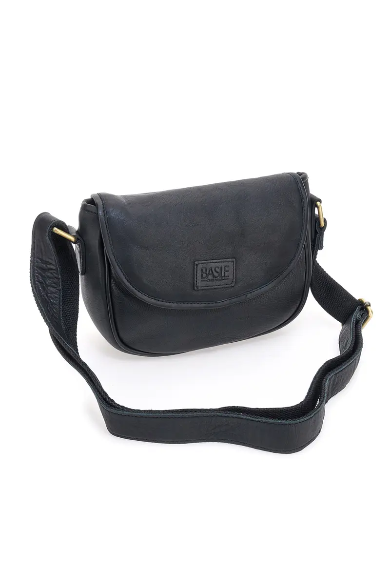 Borsa a tracolla nera in vera pelle artigianale Basile BA3542DX