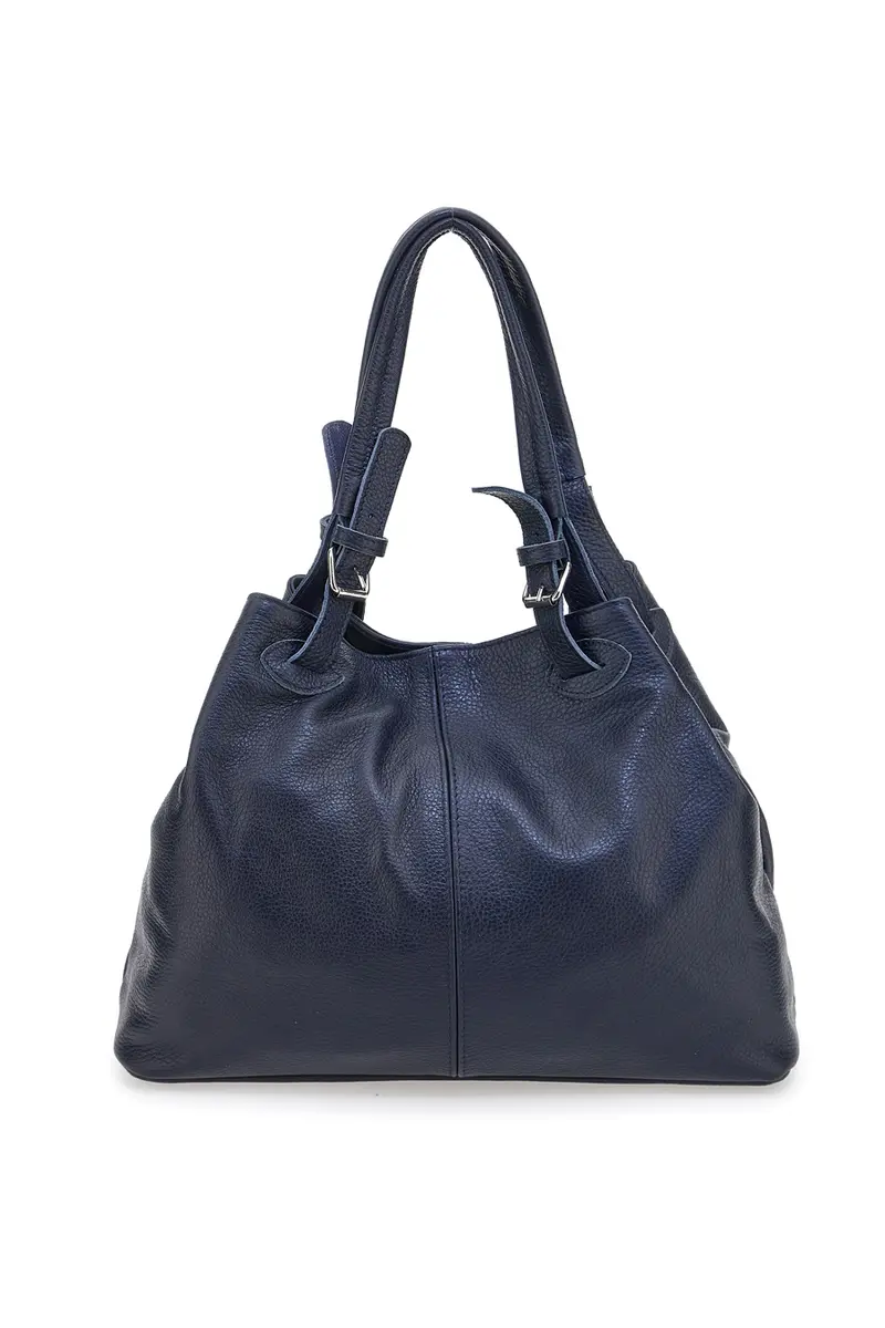 Borsa blu a spalla in vera pelle N.B. 021