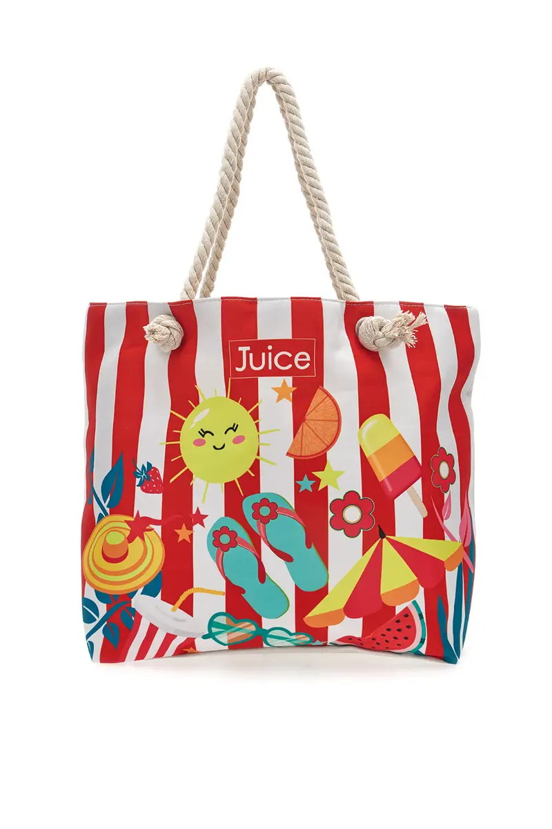 Borsa mare con pochette fantasia estiva rossa Juice Maiorca 0169