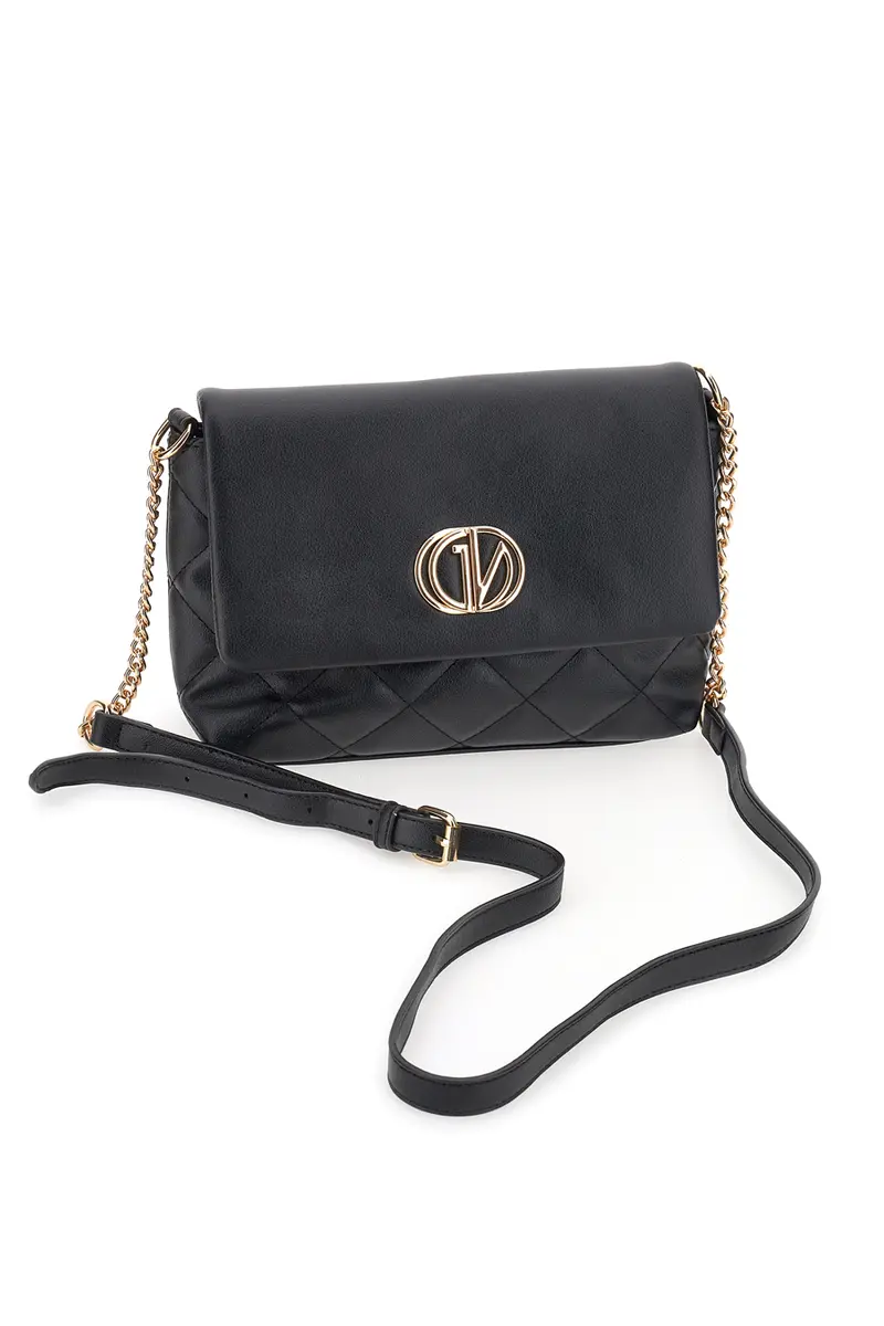 Borsa nera trapuntata con catena dorata Guido Vietri K30,369,B023