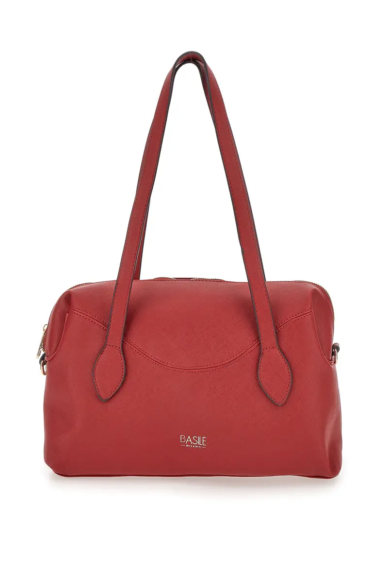 Borsa rossa con doppi manici e tracolla removibile Basile BA1309SAF