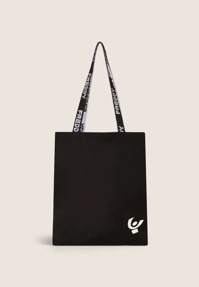 Borsa Shopper da Donna in Tela con Loghi a Contrasto