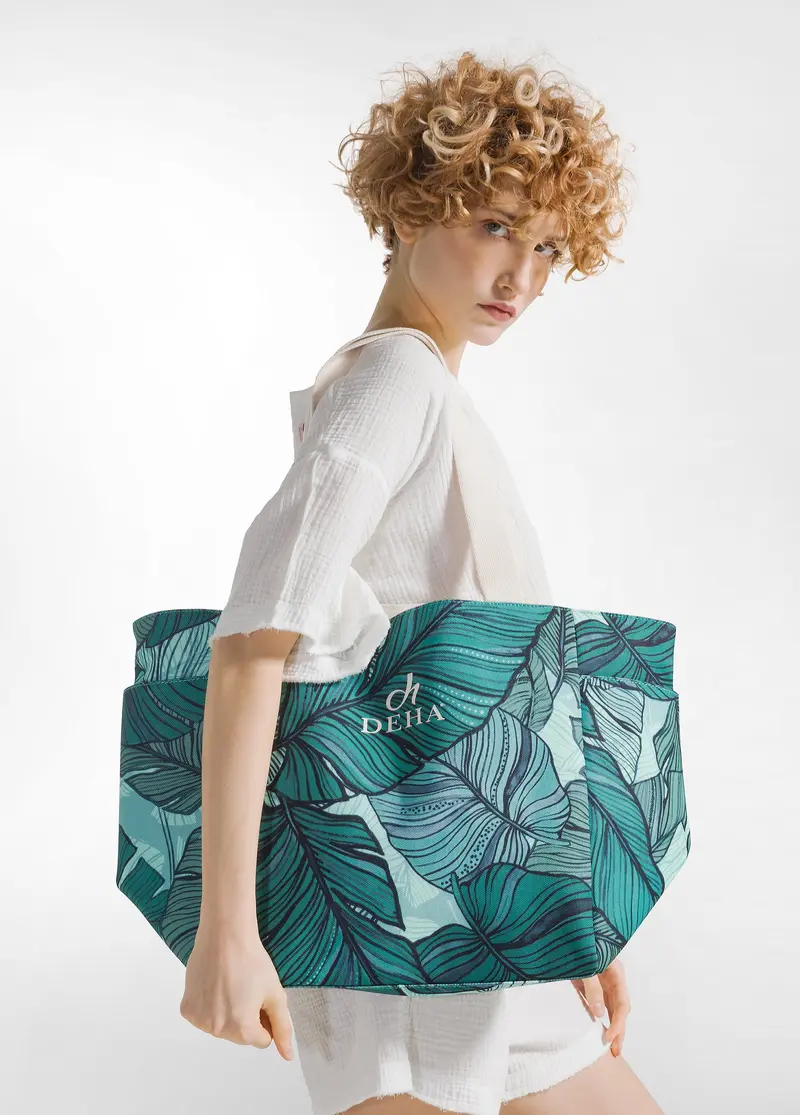 BORSA SHOPPER STAMPATA VERDE