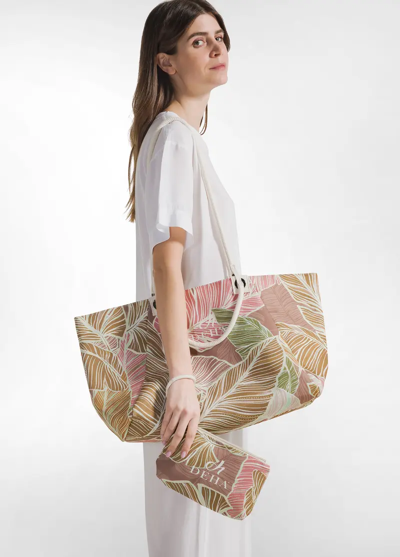 BORSA TOTE STAMPATA MARRONE