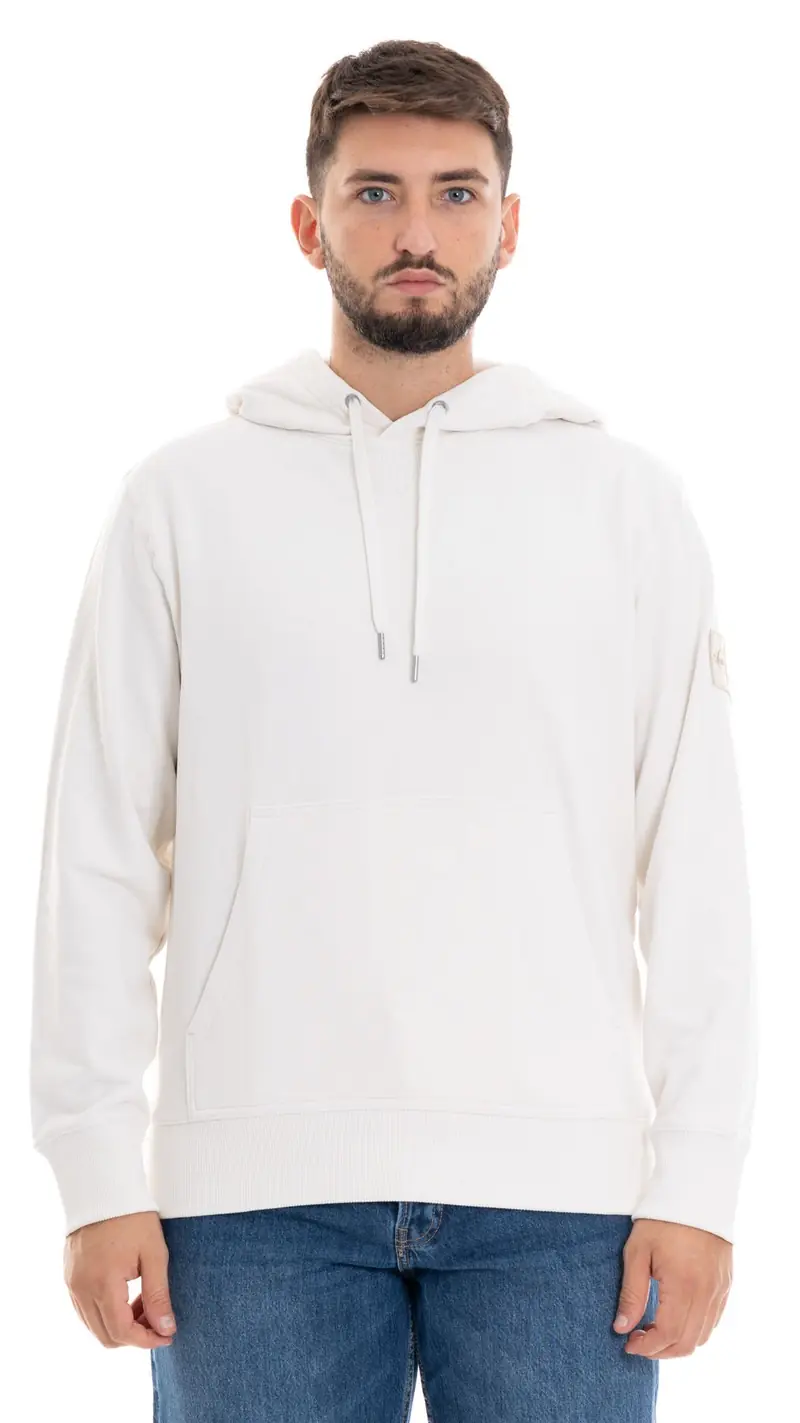 CALVIN KLEIN JEANS FELPA CON CAPPUCCIO CON LOGO SU MANICA UOMO J323430 YBI