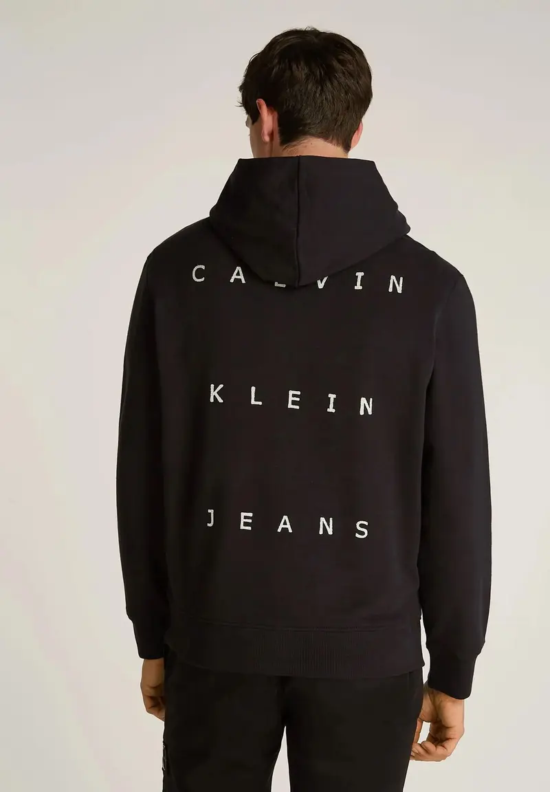 CALVIN KLEIN JEANS FELPA CON CAPPUCCIO CON STAMPA SUL RETRO UOMO J327318 BEH