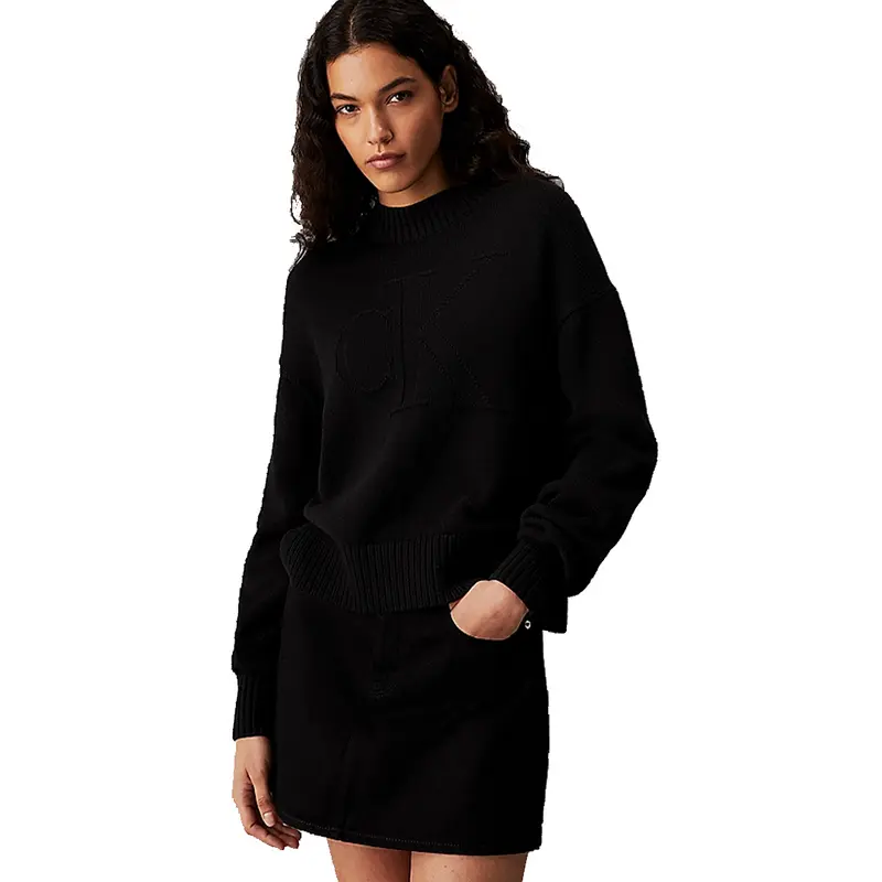 CALVIN KLEIN JEANS FELPA GIROCOLLO CON RICAMO DONNA J224224 BEH